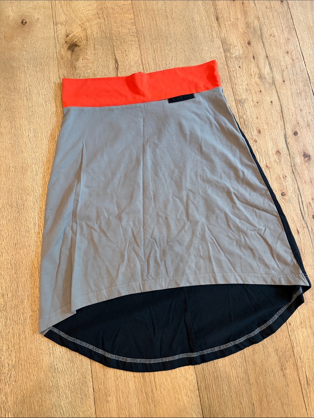 Kavu Gray High-Low Skirt with Bright Orange Waistband